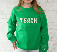 Personalized St. Patrick’s Day Teacher Shirt, One Lucky Teacher Shirt, Saint Patrick’s Day Tee, Front Sleeve Design