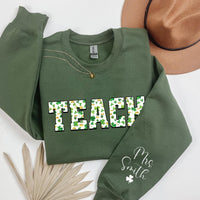 Personalized St. Patrick’s Day Teacher Shirt, One Lucky Teacher Shirt, Saint Patrick’s Day Tee, Front Sleeve Design