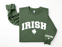 Personalized Irish Sweatshirt, Custom Name Sleeve Print Shirt, St. Patrick’s Day Tee, Irish Name Shirt, Holiday Gifts, Front Sleeve Design