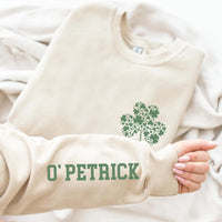 Custom Sleeve Text St. Patrick’s Day Shirt, Irish Day Gift Shirt, Shamrock Gift Tee, Family Irish Day Shirt, Front Sleeve Design
