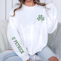 Custom Sleeve Text St. Patrick’s Day Shirt, Irish Day Gift Shirt, Shamrock Gift Tee, Family Irish Day Shirt, Front Sleeve Design
