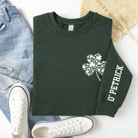 Custom Sleeve Text St. Patrick’s Day Shirt, Irish Day Gift Shirt, Shamrock Gift Tee, Family Irish Day Shirt, Front Sleeve Design