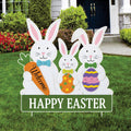Easter Bunny Yard Sign Cutouts, Happy Easter Bunny Lawn Decoration, Outdoor Easter Yard Sign with Stakes for Front Yard