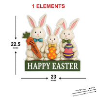 Easter Bunny Yard Sign Cutouts, Happy Easter Bunny Lawn Decoration, Outdoor Easter Yard Sign with Stakes for Front Yard