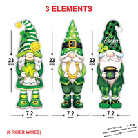St Patricks Day Gnome Yard Sign Cutouts, Lucky Clover Lawn Decorations, St Paddy’s Outdoor Yard Signs with Stakes, Front Yard Decor