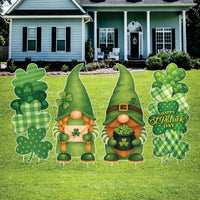 St Patricks Day Yard Sign Cutouts, Gnome and Shamrock Lawn Decorations, St Paddy’s Outdoor Yard Signs with Stakes, Front Yard Decor