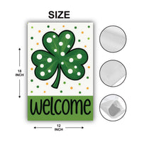 Polka Dot Shamrock Welcome Garden Flag, St Patricks Day Yard Decor, Lucky Clover Outdoor Decoration, Irish Spring Yard Sign, Welcome Flag