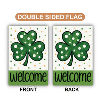 Polka Dot Shamrock Welcome Garden Flag, St Patricks Day Yard Decor, Lucky Clover Outdoor Decoration, Irish Spring Yard Sign, Welcome Flag