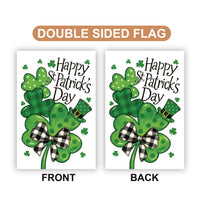 Happy St Patricks Day Shamrock Garden Flag, Plaid Clover Bow Yard Decor, Irish Spring Outdoor Decoration, Lucky Holiday Sign, St Paddys Flag