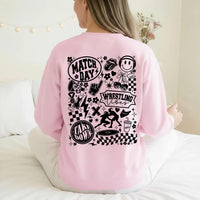 Vintage Wrestling Collage Sweatshirt, Match Day Wrestling Shirt, Retro Wrestling Sweatshirt