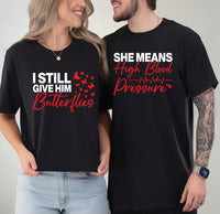 Funny Valentine Couple Shirt, Still Give Him Butterflies Shirt, Cute Couple Love Tee
