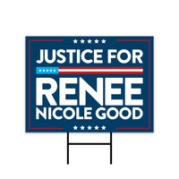 Justice For Renee Good Yard Sign, Abolish ICE Keep the Immigrants, Deport the Racists, Anti-Trump, Resist Fascism Sign with Metal H-Stake