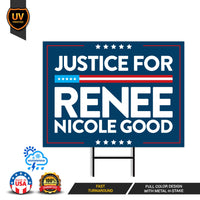 Justice For Renee Good Yard Sign, Abolish ICE Keep the Immigrants, Deport the Racists, Anti-Trump, Resist Fascism Sign with Metal H-Stake