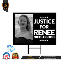 Justice For Renee Good Yard Sign, Abolish ICE Keep the Immigrants, Deport the Racists, Anti-Trump, Resist Fascism Sign with Metal H-Stake