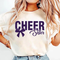 Glitter Custom Cheer Shirt, Mom Nana Grandma Sister Dad Mimi Tee, Custom School Colors Top