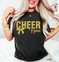 Glitter Custom Cheer Shirt, Mom Nana Grandma Sister Dad Mimi Tee, Custom School Colors Top