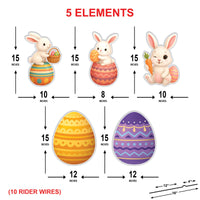 Easter Bunny Yard Sign Cutout Set, Cute Bunny and Egg Lawn Decor, Spring Easter Outdoor Yard Signs with Metal Stakes