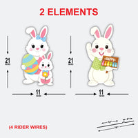 Easter Bunny Yard Sign Cutouts, Happy Easter Bunny Family Lawn Decor, Spring Outdoor Yard Signs with Metal Stakes