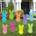 Easter Peeps Bunny Yard Sign Cutouts, Colorful Bunny Lawn Decor, Easter Outdoor Yard Signs with Stakes, Front Yard Décor
