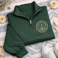 Embroidered Custom Logo Quarter Zip Sweatshirt, Personalized Logo Zip Pullover, Text or Monogram Unisex Quarter Zip Jacket Gift