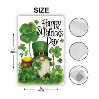 Happy St Patricks Day Gnome Garden Flag, Irish Clover Leprechaun Yard Decor, Pot of Gold Outdoor, Spring Lucky Yard Sign, St Paddys Flag