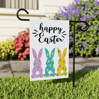Happy Easter Bunny Garden Flag, Polka Dot Rabbits Yard Decor, Cute Spring Outdoor Decoration, Pastel Bunny Tails Sign, Easter Porch Flag