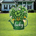 Lucky Clover Yard Sign Cutouts, St Patrick’s Day Lawn Decorations, Outdoor Shamrock Yard Sign with Stakes for Front Yard Garden Décor
