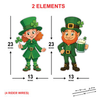 Leprechaun Couple Yard Sign Cutouts, St Patrick’s Day Lawn Decorations, Outdoor Shamrock Yard Signs with Stakes for Front Yard Garden Décor