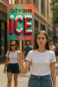 ICE Equals American Gestapo Protest Sign, Anti-Trump Resistance, Political Activist Poster, Rally Sign, Resist Fascism Protest Poster