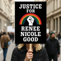Justice For Renee Good Protest Sign, Anti-Trump, Political Activist Poster, Resist Fascism, ICE Equals American Gestapo Rally Sign