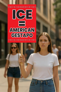 ICE Equals American Gestapo Protest Sign, Anti-Trump Resistance, Political Activist Poster, Rally Sign, Resist Fascism Protest Poster