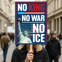 Abolish ICE No One Is Illegal Protest Sign, No Kings In America, Anti-Trump Resistance Political Protest Poster, Resist Fascism Rally Sign