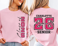 Custom Senior 2026 Shirt, Class of 26 Graduation Shirt, Graduation 2026 Tee, Front Back