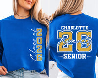 Custom Name Class of 2026 Sweatshirt, Graduation Gift for Her Shirt, Senior Name Sweatshirt, Front Back