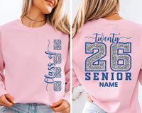 Senior Mom 2026 Sweatshirt, Custom Graduation 2026 Mom Outfit, Matching Family Senior Shirt, Class of 26 Mom Sweatshirt, Front Back