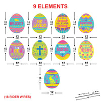 Christian Easter Egg Yard Sign Set, Religious Easter Lawn Decorations, He Is Risen Rejoice Jesus Lives Outdoor Yard Signs