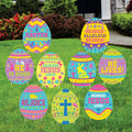Christian Easter Egg Yard Sign Set, Religious Easter Lawn Decorations, He Is Risen Rejoice Jesus Lives Outdoor Yard Signs