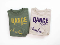 Glitter Dance Mom Sweatshirt, Custom School Colors Shirt, Name on Sleeve Tee, Personalized Dance Mom Shirt, Dance Mom Hoodie, Front Sleeve