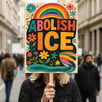Abolish ICE No One Is Illegal Protest Sign, No Kings In America, Anti-Trump Resistance Political Protest Poster, Resist Fascism Rally Sign