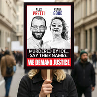 Abolish ICE No One Is Illegal Protest Sign, No Kings In America, Anti-Trump Resistance Political Protest Poster, Resist Fascism Rally Sign