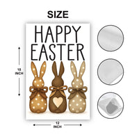 Brown Bunny Happy Easter Garden Flag, Neutral Rabbit Silhouette Yard Decor, Rustic Spring Porch Decoration, Outdoor Welcome Easter Sign