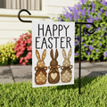 Brown Bunny Happy Easter Garden Flag, Neutral Rabbit Silhouette Yard Decor, Rustic Spring Porch Decoration, Outdoor Welcome Easter Sign