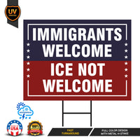 Abolish ICE Yard Sign, Keep the Immigrants, Deport the Racists Lawn Sign, Anti-Trump, Resist Fascism Yard Sign with Metal H-Stake