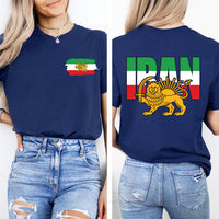 Lion and Sun Iran Shirt, Persian Flag Graphic Shirt, Shir-o-Khorshid Emblem Tee, Iranian Heritage Shirt, Patriotic Gifts, Front Back