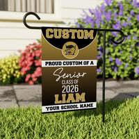 Senior Mascot Graduation Garden Flag, Custom Class of 2026 Yard Sign, Personalized School Logo Banner, Double Sided Outdoor Celebration Flag