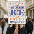 Abolish ICE No One Is Illegal Protest Sign, No Kings In America, Anti-Trump Resistance Political Protest Poster, Resist Fascism Rally Sign