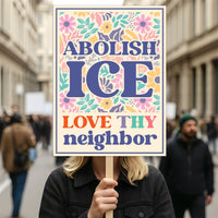Abolish ICE No One Is Illegal Protest Sign, No Kings In America, Anti-Trump Resistance Political Protest Poster, Resist Fascism Rally Sign