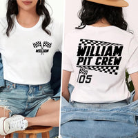 Custom Racing Shirt, Personalized Pit Crew Shirt, Motocross Pit Crew Tee, Racing Pit Crew Shirt, Race Car Flag Shirt, Front Back