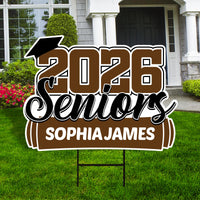 Personalized Senior 2026 with Diploma Yard Sign - Graduation Class of 2026 Lawn Sign, Custom Graduation 2026 Yard Sign with Metal H-Stake