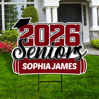 Personalized Senior 2026 with Diploma Yard Sign - Graduation Class of 2026 Lawn Sign, Custom Graduation 2026 Yard Sign with Metal H-Stake